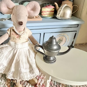 Poupée mode Playscale Diorama 1/6 échelle étain vintage bouilloire café cuisine cuisinière théière miniature de collection shabby chic cottage