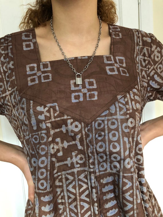 Womens vintage designer batik dress boho hippy dr… - image 1