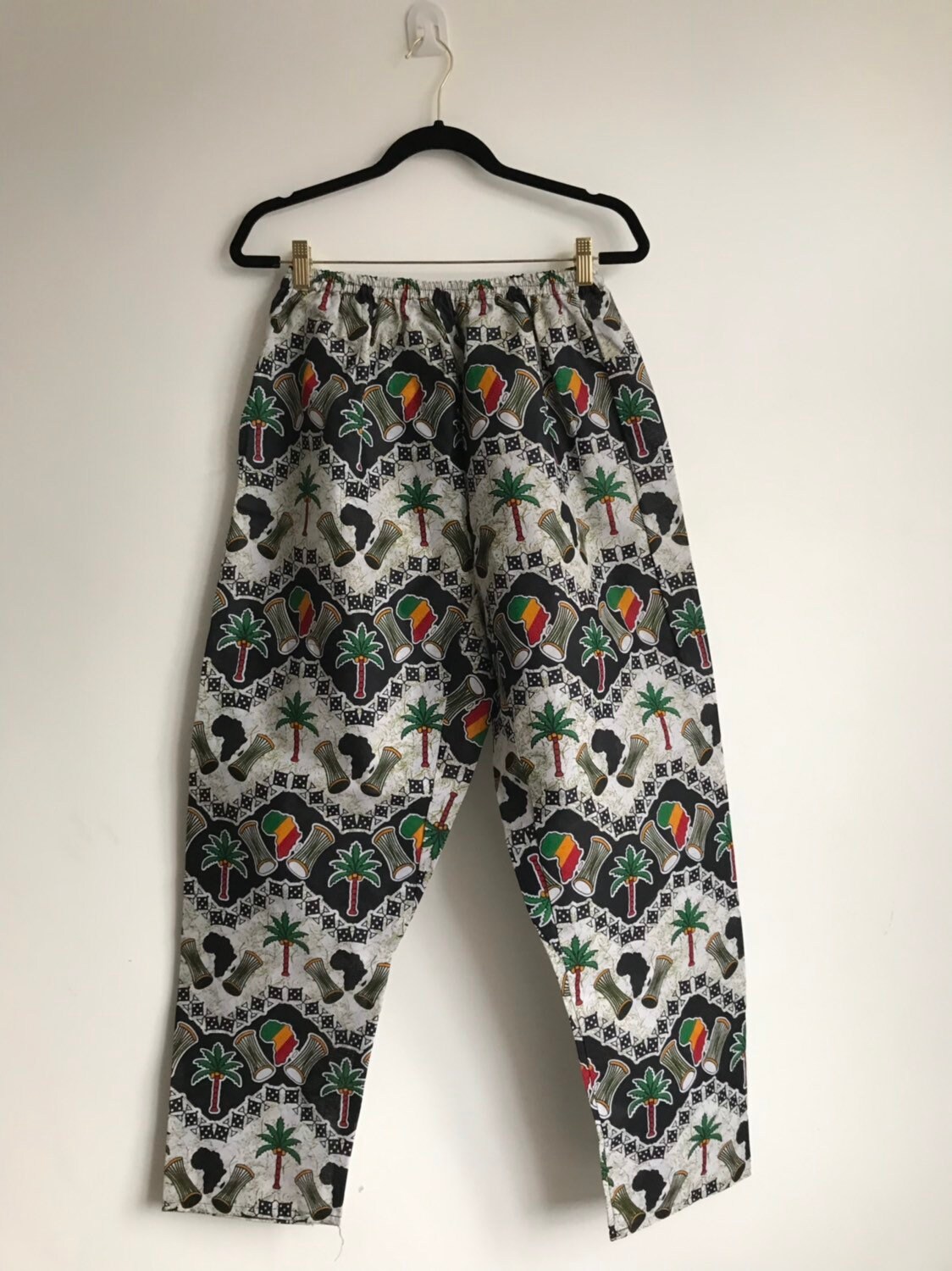 Image of African Pants For Men, Pantalon Africain, Joggers, Casual With Elasticated Waist Size L