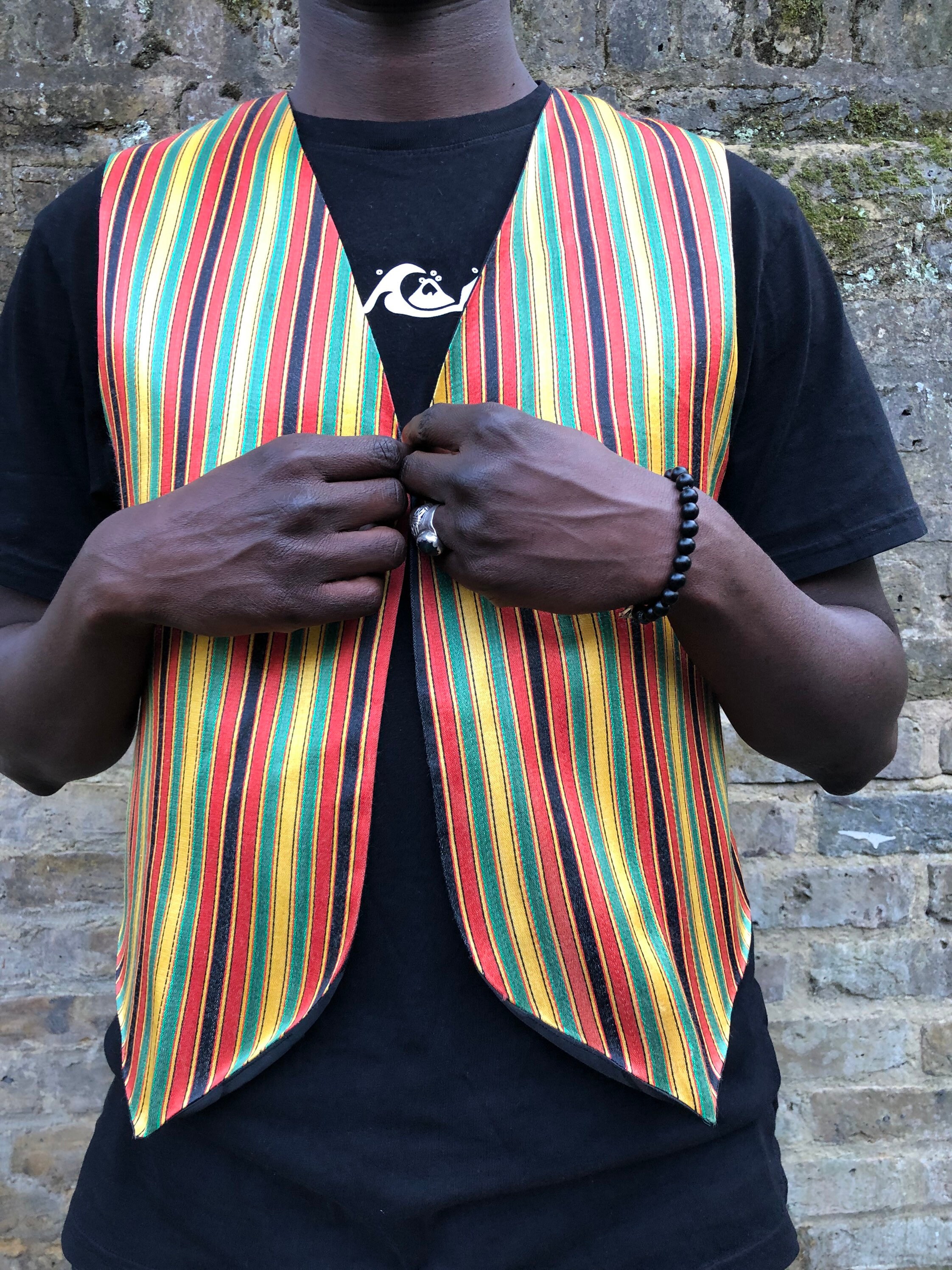 Image of Striped Mens Vintage Vest/ Men’S Striped Waistcoat/ 80’S Colourful Statement M