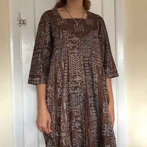 African designer batik dress vintage boho hippy dress Ghanaian batik dress ankara dresses for women Festival dress  Ethnic dress S U.K. 10