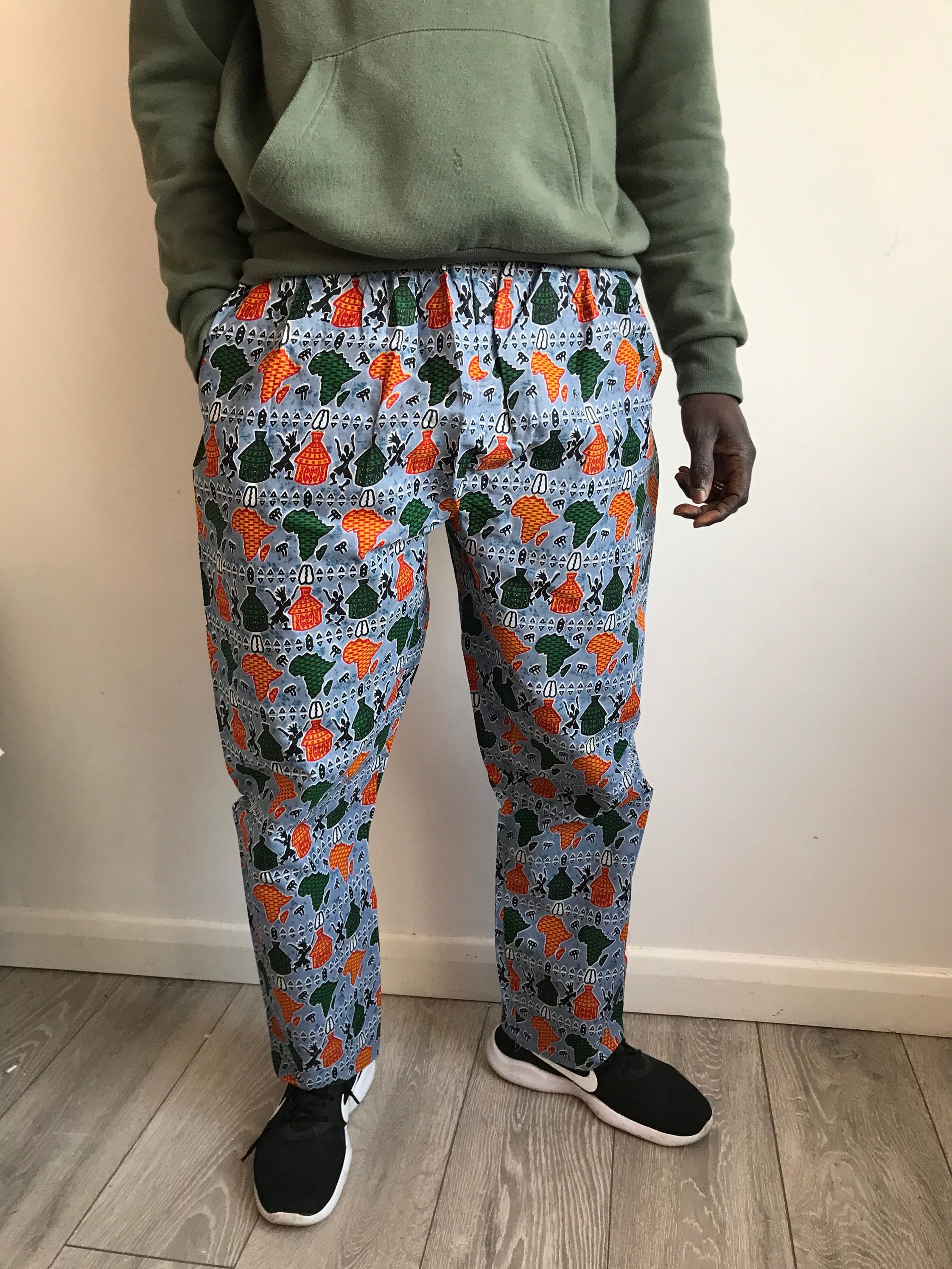 Image of African Pants, Pantalon Africain, Joggers, Casual Pants With Elasticated Waist Size M