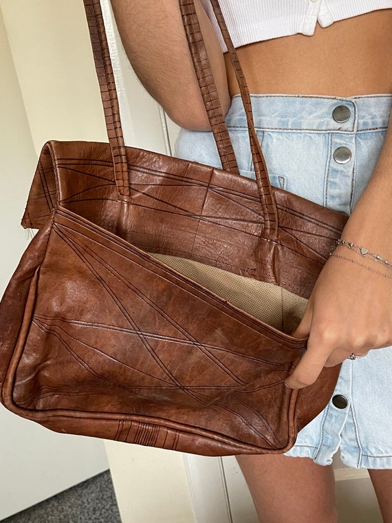 Artisan moroccan Leather Bag Vintage Shoulder Bag… - image 10