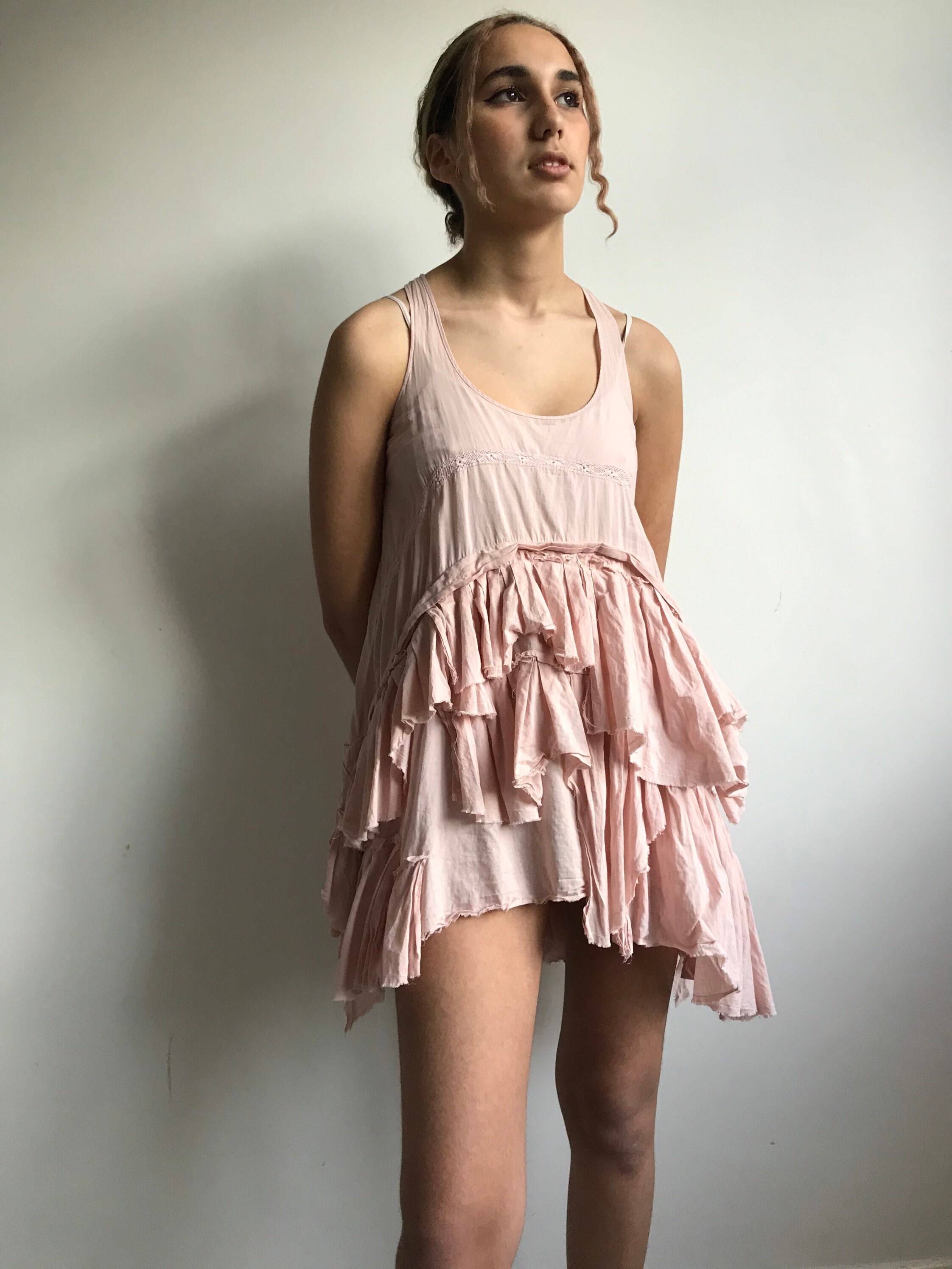 Image of Fabulous Vintage Feminine Romantic Boho Hippy Summer Top Mini Dress Size Uk  Us