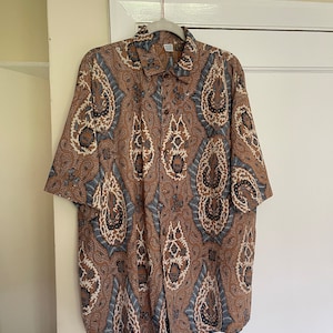 Brown Men Batik Shirt, Premium Batik Shirt, Javanese Batik