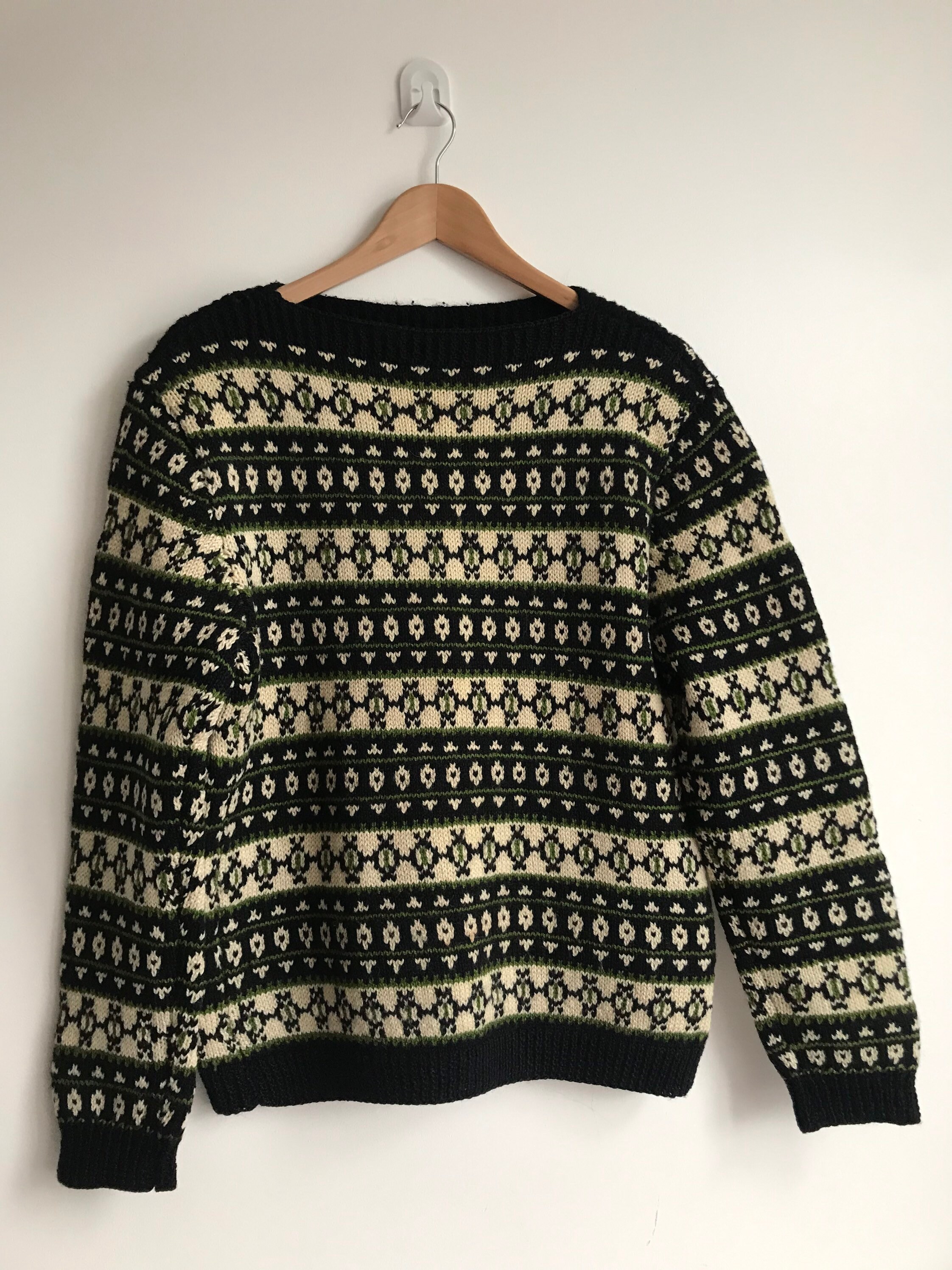 Image of Beautiful Vintage Icelandic Style Hand Knitted Jumper Size Xs & S