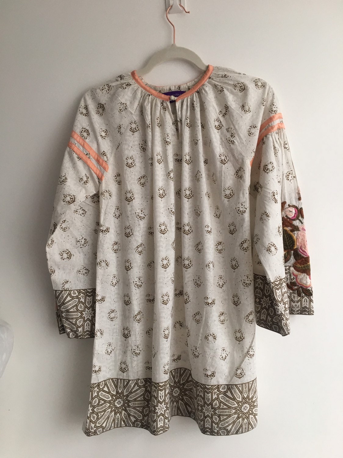 Image of Bohemian Kurta Women’S Ethnic Designer Sana Safinaz Tunic Top, Floral Embroidered Tunic, Boho S