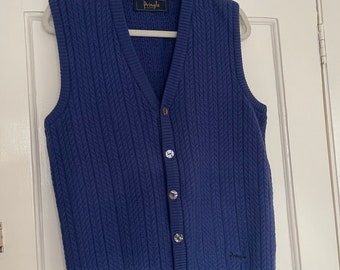 Pringle of Scotland men’s blue cable knit sleeveless sweater men’s cable knit vest mens sleeveless wool vest sleeveless cardigan Size Small