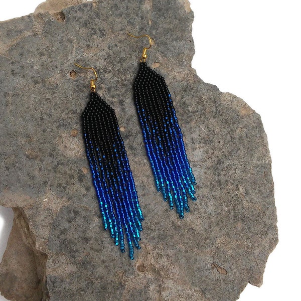 Black Blue Earrings - Etsy