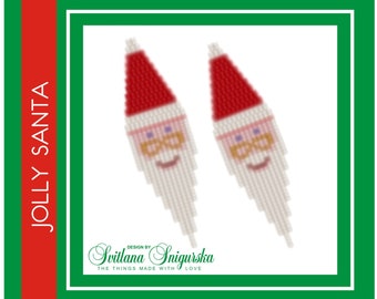 Santa Earrings Brick Stitch Pattern: Seed Bead PDF (Digital Download)