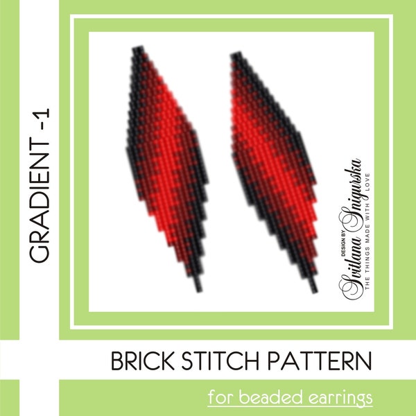 Black red Gradient earrings Pdf pattern Digital Brick stitch pattern Jewelry making Seed bead Ombre Minimalist Modern Earrings pattern