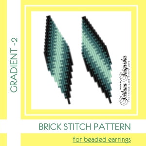 Emerald Green Gradient Earrings Pattern: Brick Stitch Seed Bead (PDF Pattern)