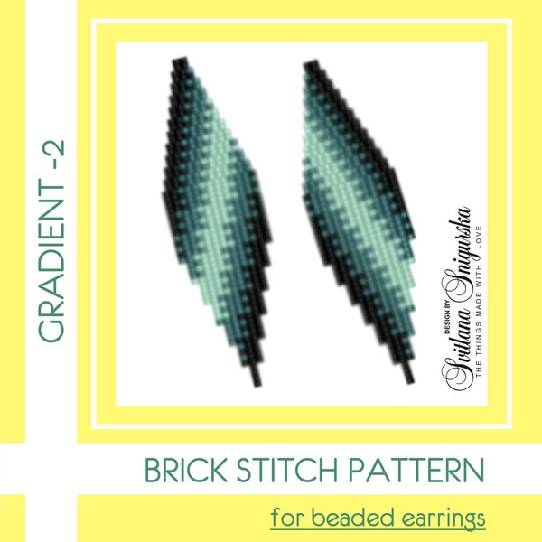 Emerald green Gradient earrings Pdf pattern Digital Brick stitch pattern Jewelry making Seed bead Ombre Minimalist Modern Earrings pattern