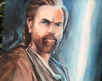 ORIGINAL Obi-Wan Kenobi Watercolor Painting | 11” x 14” Painting | STAR WARS Fan Art
