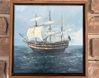 ORIGINAL Framed Acrylic Painting on Canvas| The Artemis | OUTLANDER Fan Art| Tall Ship Painting