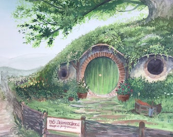 BAG END Print | The HOBBIT | Bilbo Baggins Hobbit Hole Painting