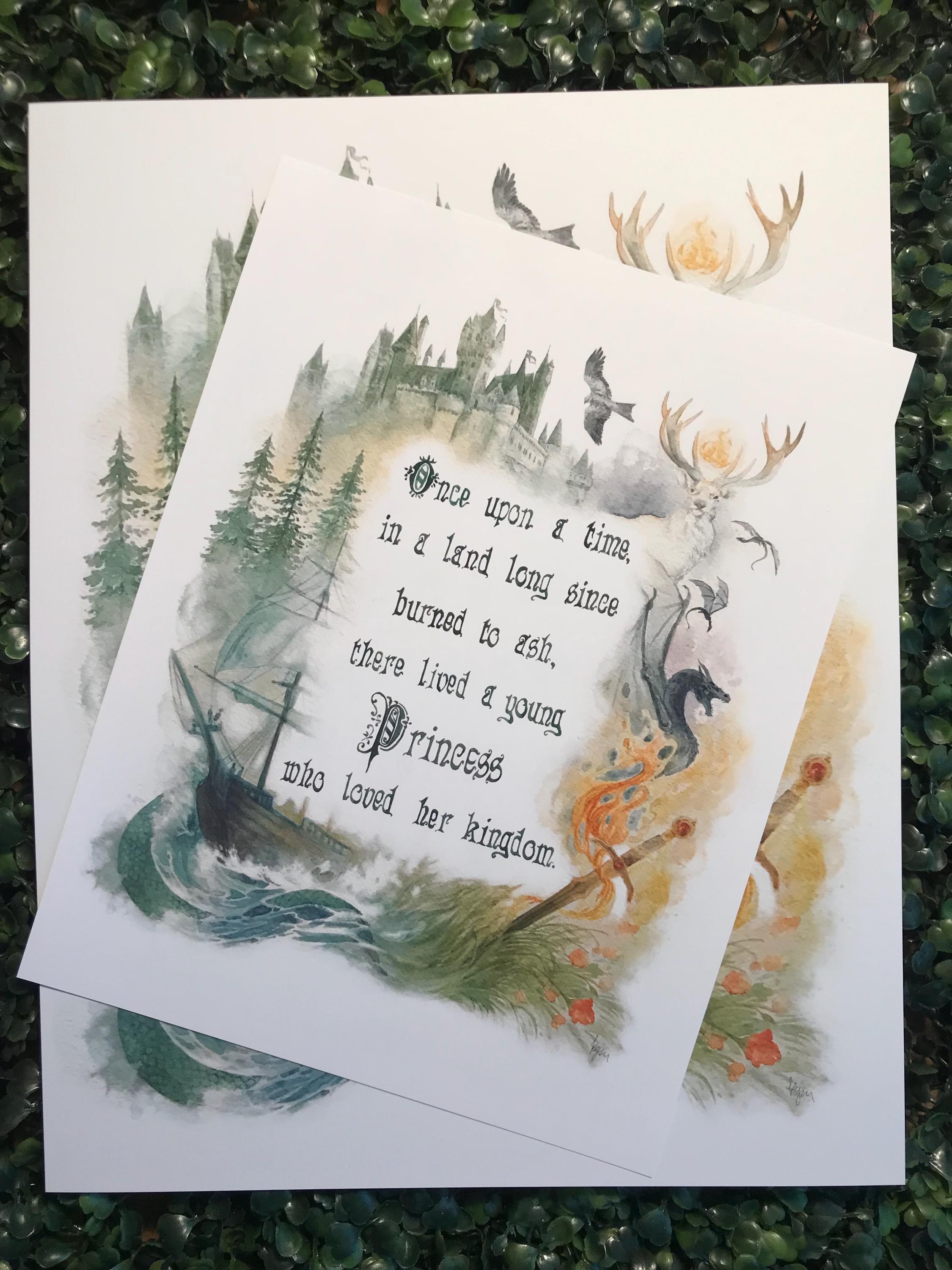 IMPRESIONES Pintura de acuarela con cita del Trono de cristal con licencia oficial / 8,5” x 11” o 11” x 14” / Arte de fan de Aelin Galathynius