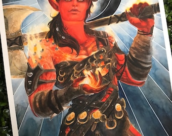 PRINTS “Hey, Soldier!” Watercolor Painting | 8.5” x 11” or 11” x 14” Prints | Karlach BG3 Fan Art