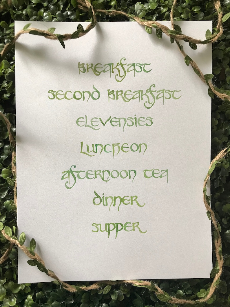 Hobbit Menu | WATERCOLOR QUOTE Print | 8.5