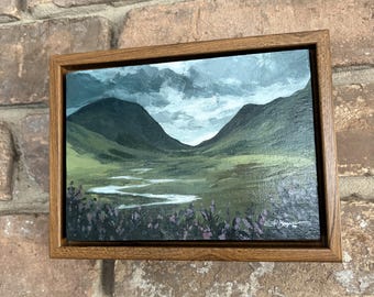 ORIGINAL Framed Acrylic Painting on Wood Board | "Glencoe" | OUTLANDER Inspired Scottish Highlands Painting