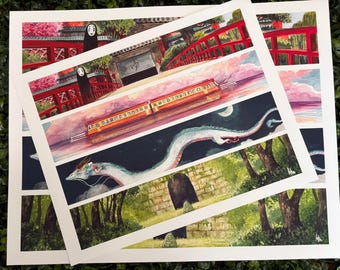 PRINTS | Spirited Away Inspired Paintings | Watercolor | 8.5" x 11" or 11" x 14" Prints