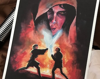 PRINT***Anakin's Betrayal 8.5”x11” or 11" x 14" Print Anakin Fan Art Watercolor Painting