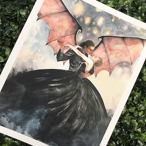 PRINTS ACOTAR Nesta and Cassian Painting | 8.5" x 11" Prints of Original Watercolor Painting | ACOSF Officially Licensed Fan Art