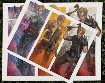 Leon Kennedy | Resident Evil Fan Art Watercolor Print | 8.5”x11” or 11” x14”