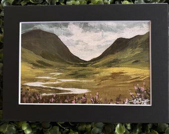 PRINT | Glencoe Highlands Scotland Acrylic Painting Print | 4" x 6" Matted