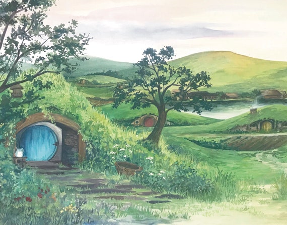 Hobbiton Print Middle Earth Shire Art Painting - Etsy