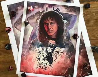 Stranger Things Inspired Eddie Munson Fan Art | 8.5" x 11" or 11" x 14" Watercolor Print | EDDIE FAN ART Print