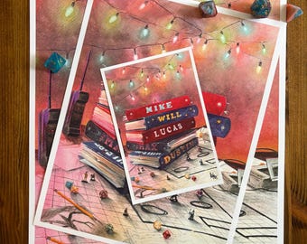 The Adventuring Party | Stranger Things Fan Art Prints | Watercolor Painting Print