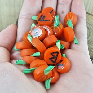 Pumpkin runes , Viking Runes , Miniature Runes , Bag of Runes , Polymer Clay Runes , Halloween Runes , Samhain Runes , Clay Runes , Runes image 3