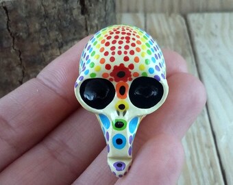 Rainbow Skull , Chakra Skull , Colorful Polymer Clay Skull , Decorative Skull , Chakra Art , Rainbow Clay Art , Small Skull , Little Skull