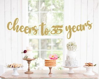 Cheers to 35 Years Banner, 35th Birthday, 35th Anniversary, Glitter Banners, Birthday Banners, 35th birthday