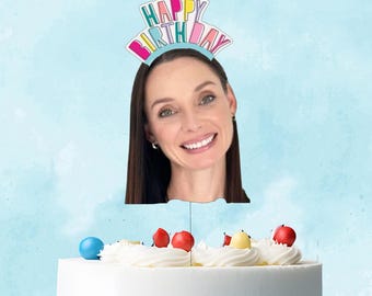 Personalized Photo Cake Topper, Happy Birthday Cake Topper, Birthday Cake Topper, Cake Decorations