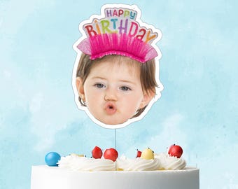 Personalized Photo Cake Topper, Happy Birthday Cake Topper, Birthday Cake Topper, Cake Decorations