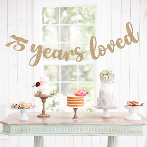 75th Birthday Banner, 75th  Birthday Party, 75th Anniversary, 75th Birthday Sign, 75th Birthday Decor, Glitter Banner, 75th Party Banner