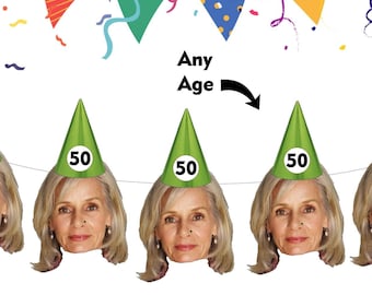 30th, 40th, 50th, 60th, 70th, 80th Birthday Photo Banner, Custom Photo Banners, Birthday Decorations, Photo Banner, Personalized face banner