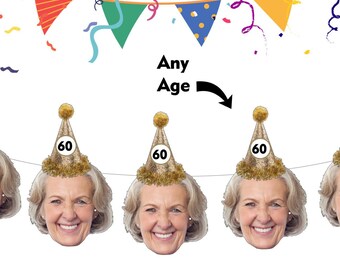 30th, 40th, 50th, 60th, 70th, 80th Birthday Photo Banner, Custom Photo Banners, Birthday Decorations, Photo Banner, Personalized face banner