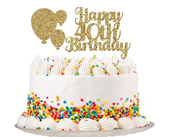 Happy 40th Birthday cake topper, 40 Years Loved Cake Topper,40th Birthday Cake Topper, Glitter Cake Toppers, 40th Birthday Decorations