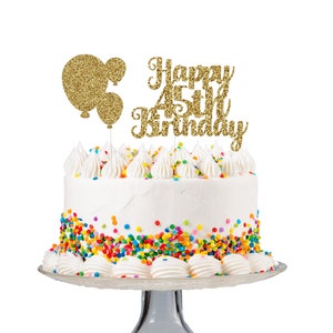 PALASASA Gold 45th Anniversary Cake Topper - Wedding, Birthday Party Decorations