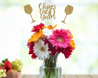 40th Birthday Centerpiece, 40th Birthday Decorations, 40th Birthday Table Decorations, Cheers to 40 Years Centerpiece