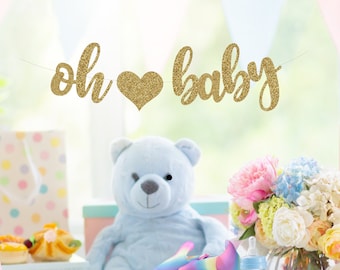 Oh Baby Banner, Baby Shower Banner,  Baby Shower Decor, Gold Glitter, Modern Baby Shower, Pregnancy Banner, Baby Announcement