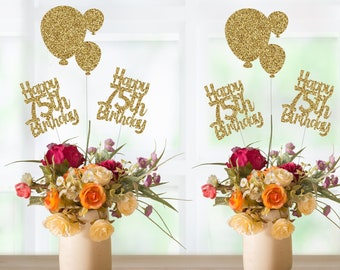 75th Birthday Table Decorations, 75th Birthday Decorations, Happy 75th Birthday Centerpieces
