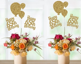 65th Birthday Table Decorations, 65th Birthday Decorations, Happy 65th Birthday Centerpieces