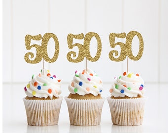 50th Birthday Cupcake Toppers, 50th Birthday