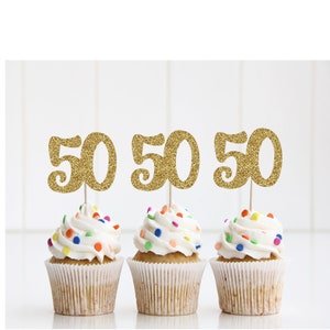 50th Birthday Cupcake Toppers, 50th Birthday
