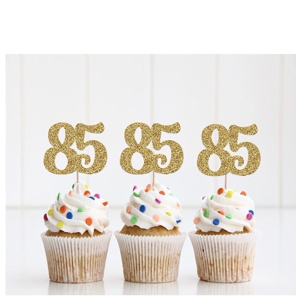 85th Birthday Cupcake Toppers, 85th Birthday, 85th Birthday decorations