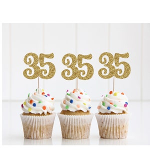 35th Birthday Cupcake Toppers, 35th Birthday, 35th Birthday Decorations